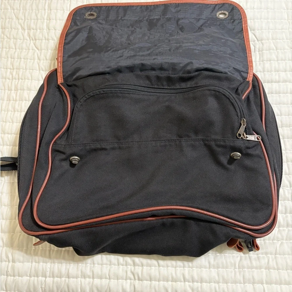 Vintage Eddie Bauer Leather +Canvas Hanging Garment Bag & Matching Carry Bag Set